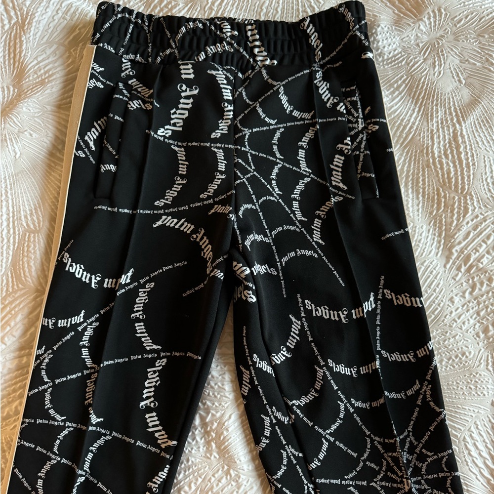 Palm Angels black spider web classic track lounge pants